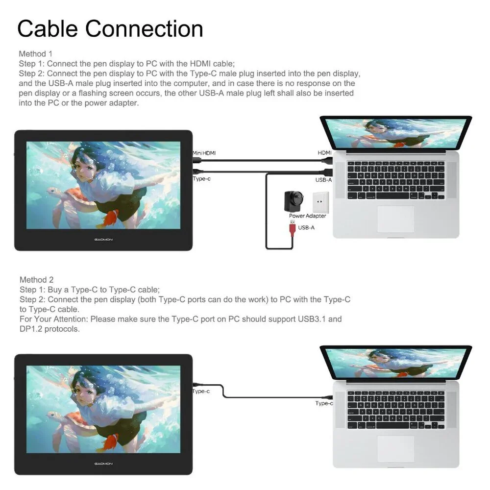 13.3 inch Graphic Tablet With Screen Full-laminated Pen Display GAOMON PD1320
